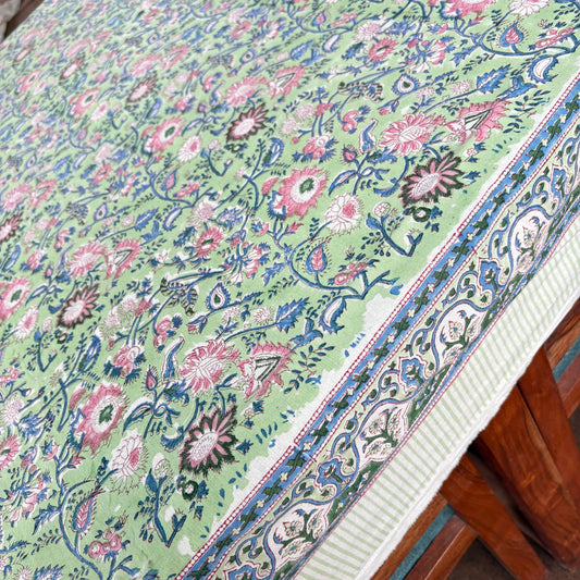 Block Print Cotton Table cloth - Multicolor Floral