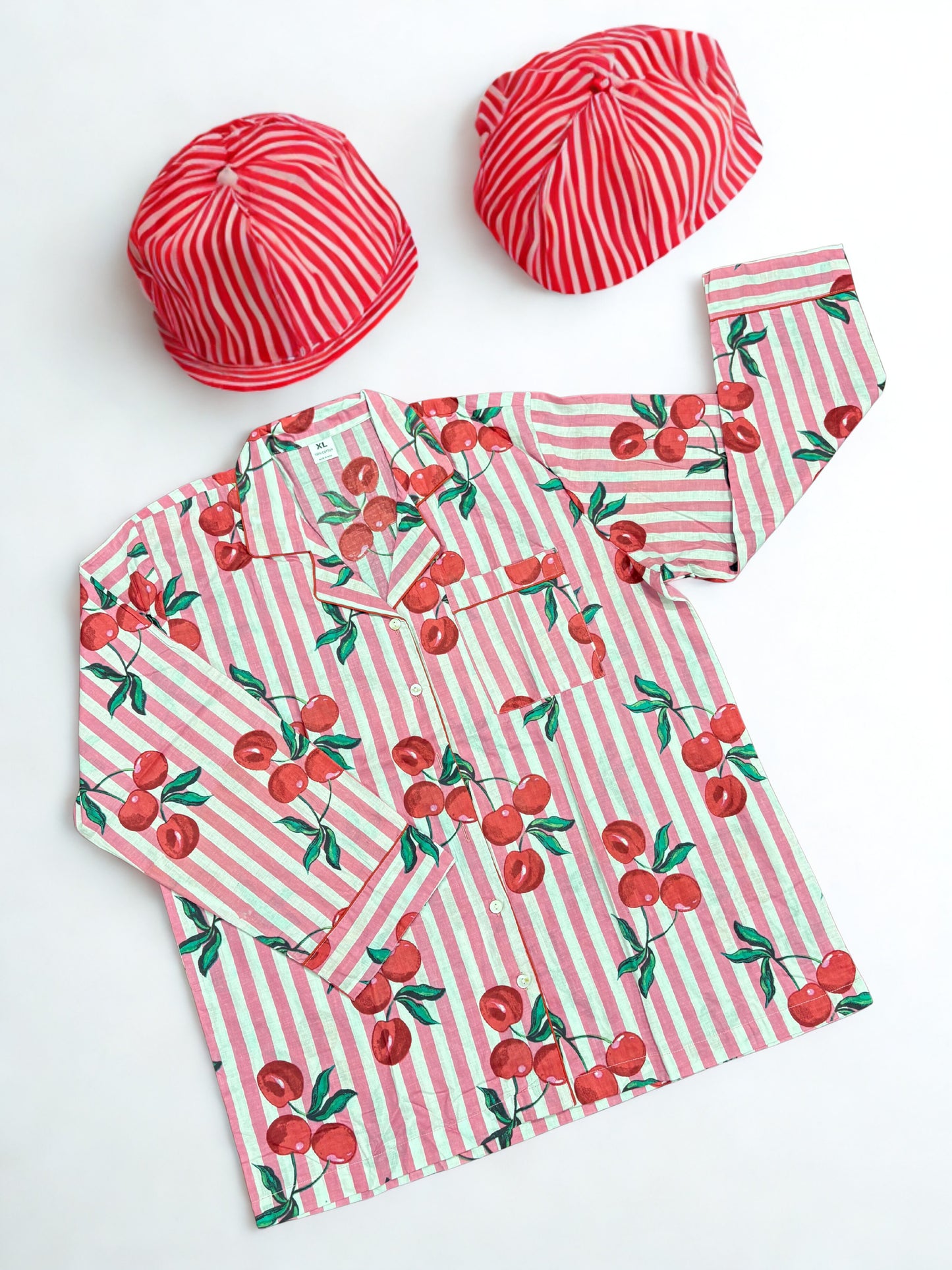 Red Blossom Print 100% Cotton Night Suit