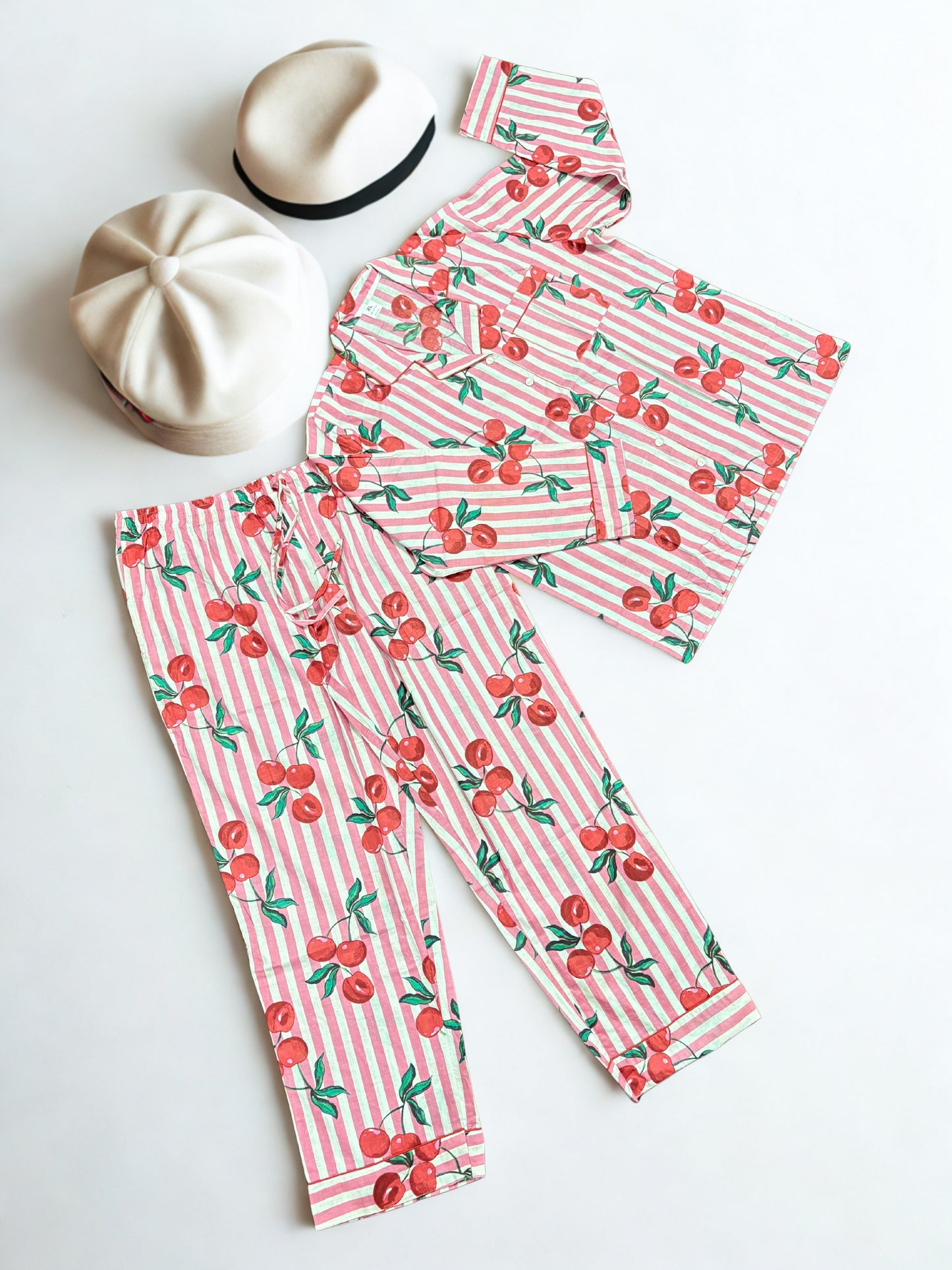 Red Blossom Print 100% Cotton Night Suit