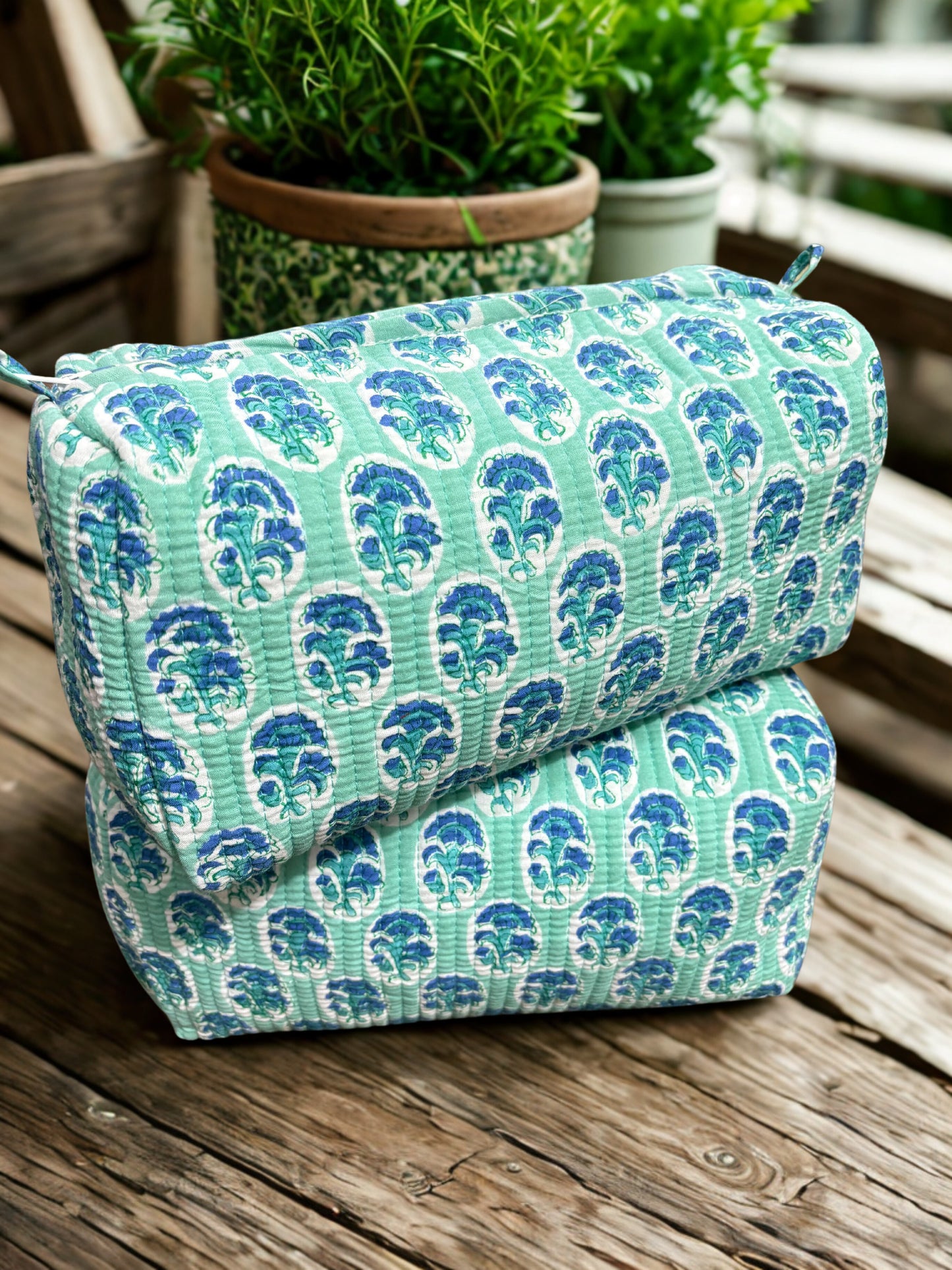 Hand Block Print Cotton Cosmetic Pouch