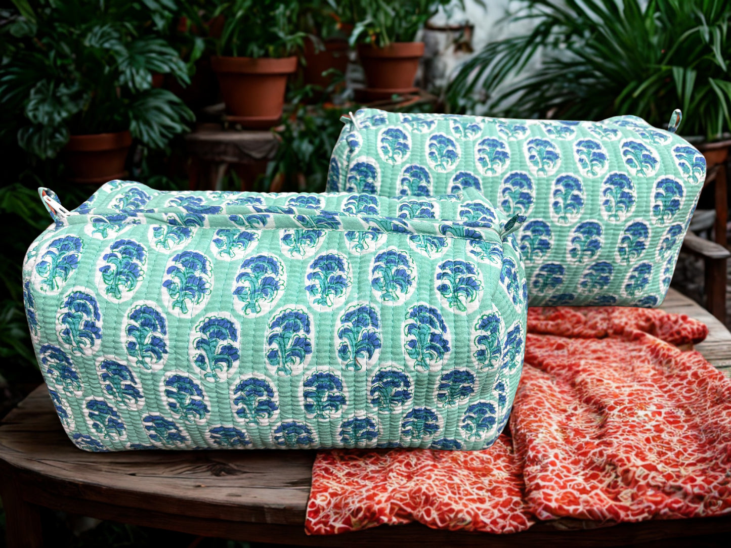 Hand Block Print Cotton Cosmetic Pouch