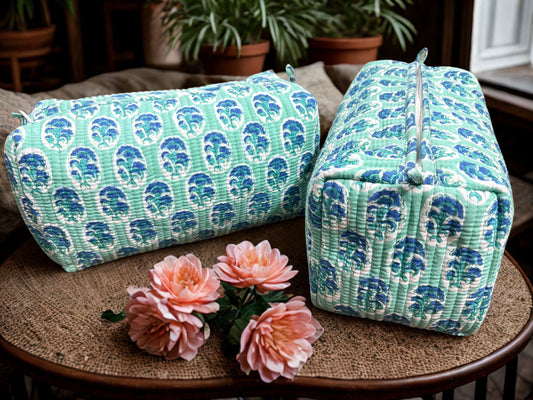 Hand Block Print Cotton Cosmetic Pouch