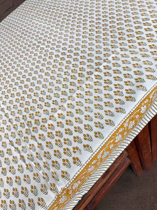 Block Print Cotton Table cloth - Monsoon Grass